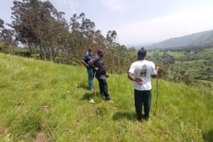 Mayor Tanjong and Team mapping out touristic site up the hills in Tubah Municipality