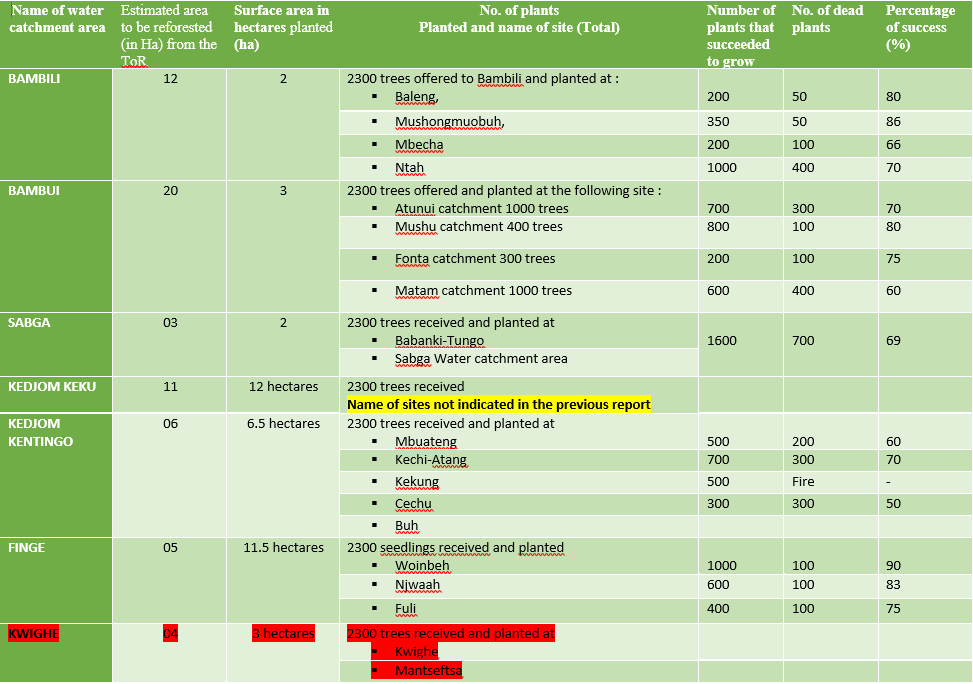 Report on tree planting exercise